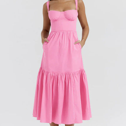 Cassie | Floral Midi Sundress with Tiered Skirt