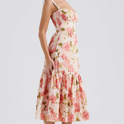 Cassie | Floral Midi Sundress with Tiered Skirt