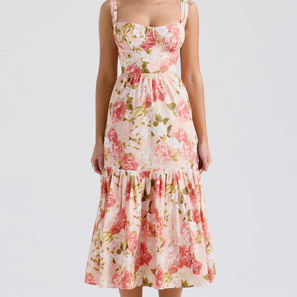 Cassie | Floral Midi Sundress with Tiered Skirt