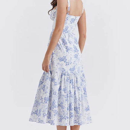 Cassie | Floral Midi Sundress with Tiered Skirt