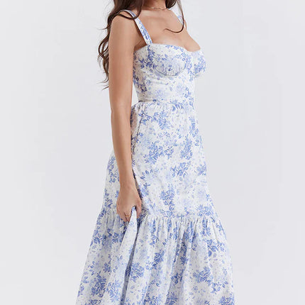 Cassie | Floral Midi Sundress with Tiered Skirt