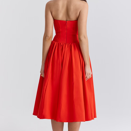Elizabeth | Strapless Midi Sundress with Corset Bodice