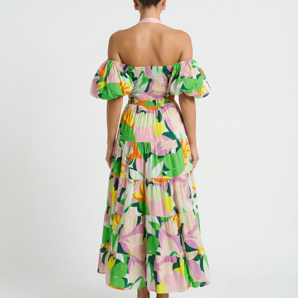 Tonya | Off-Shoulder Midi Dress with Tiered Skirt