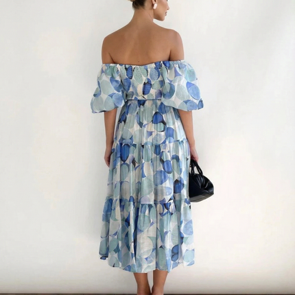 Tonya | Off-Shoulder Midi Dress with Tiered Skirt