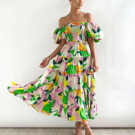 Tonya | Off-Shoulder Midi Dress with Tiered Skirt