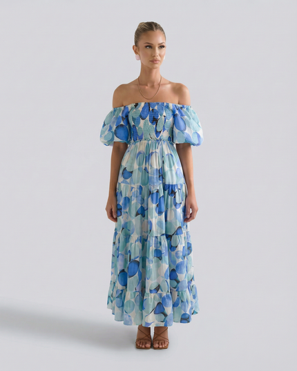 Tonya | Off-Shoulder Midi Dress with Tiered Skirt