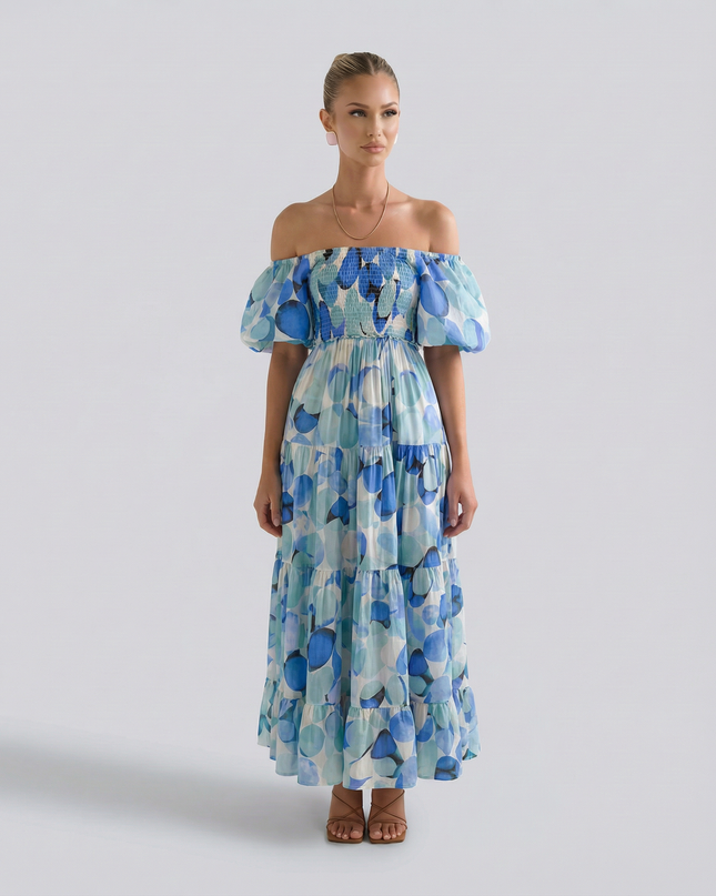 Tonya | Off-Shoulder Midi Dress with Tiered Skirt