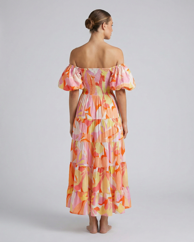 Tonya | Off-Shoulder Midi Dress with Tiered Skirt