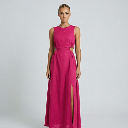 Donna | Sleeveless Midi Dress with Side Cut-Out