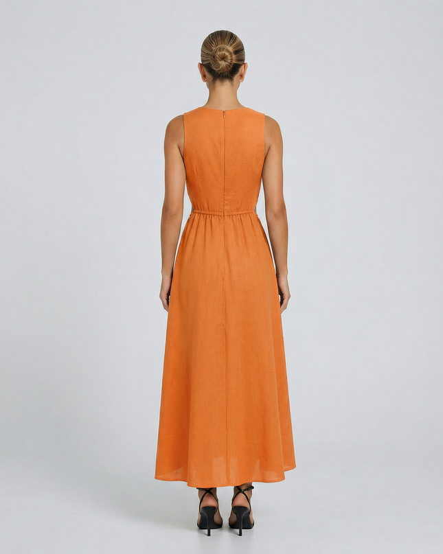 Donna | Sleeveless Midi Dress with Side Cut-Out