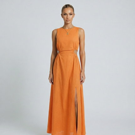 Donna | Sleeveless Midi Dress with Side Cut-Out