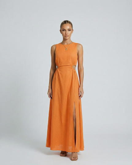 Donna | Sleeveless Midi Dress with Side Cut-Out