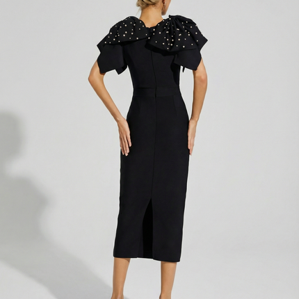Cathy | Midi Dress with Embellished Shoulder Detail