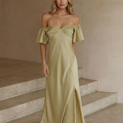 Louisa | Off Shoulder Midi Dress with Ruffle Sleeves