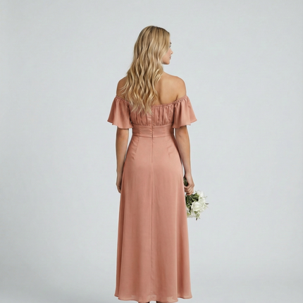 Louisa | Off Shoulder Midi Dress with Ruffle Sleeves