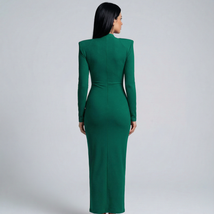 Rose | Long Sleeve Midi Dress with Front Knot Detail