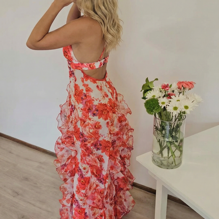 Bella | Ruffled Floral Print Maxi Dress