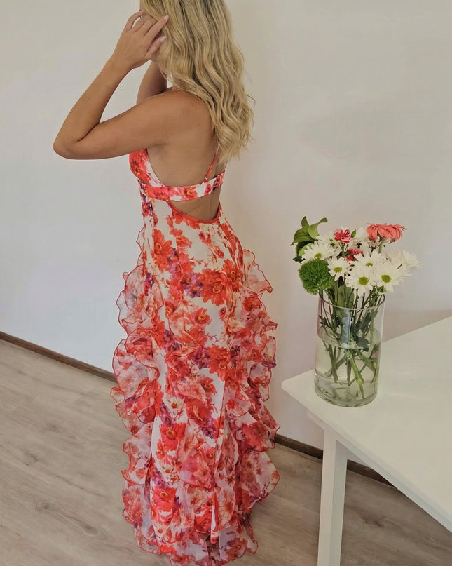 Bella | Ruffled Floral Print Maxi Dress