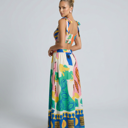 Aubrey | Printed Crop Top and Midi Skirt Set