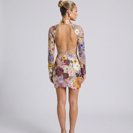 Anne | Mini Dress with Sheer Floral Embroidery