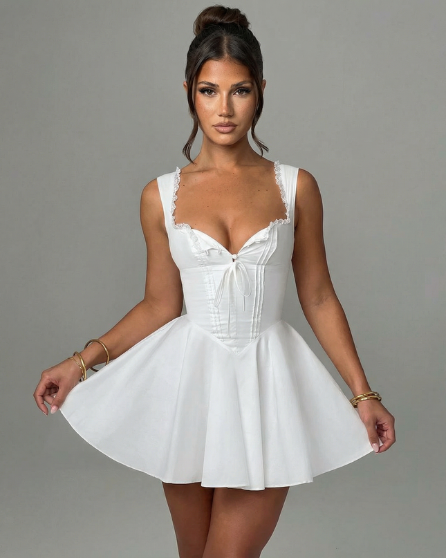 Iris | Mini Dress with Corset Waist and Flared Skirt