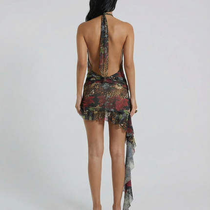 Renee | Halter Mini Dress with Plunge Neckline