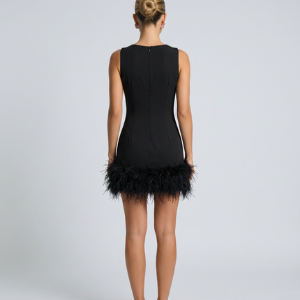 Nisha | Mini Dress with Feather Hem
