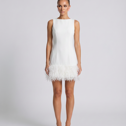 Nisha | Mini Dress with Feather Hem
