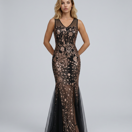 Belle | Maxi Dress with Sequin Mesh and Mermaid Hem