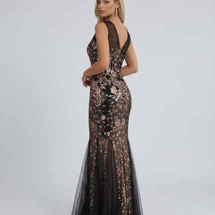 Belle | Maxi Dress with Sequin Mesh and Mermaid Hem