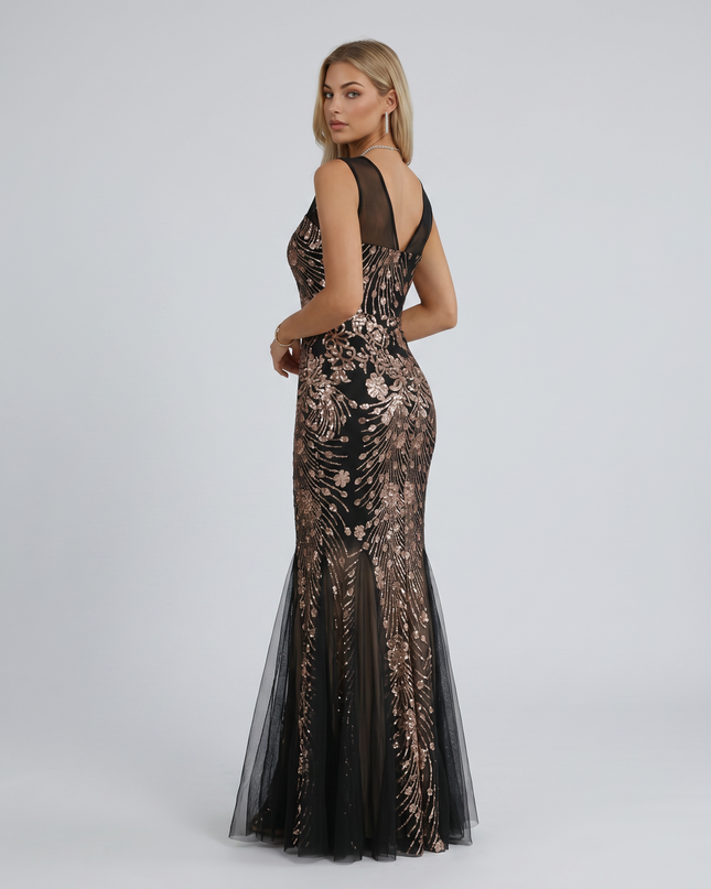 Belle | Maxi Dress with Sequin Mesh and Mermaid Hem