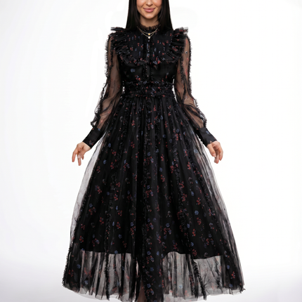 Beryl | Maxi Dress with Floral Print and Ruffle Details