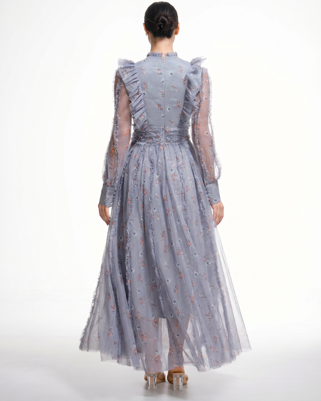 Beryl | Maxi Dress with Floral Print and Ruffle Details