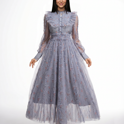 Beryl | Maxi Dress with Floral Print and Ruffle Details