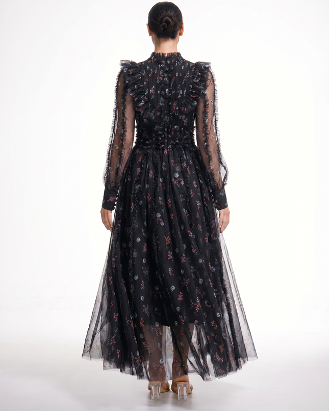 Beryl | Maxi Dress with Floral Print and Ruffle Details