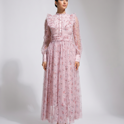 Beryl | Maxi Dress with Floral Print and Ruffle Details