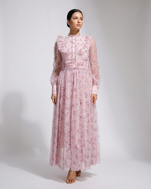 Beryl | Maxi Dress with Floral Print and Ruffle Details