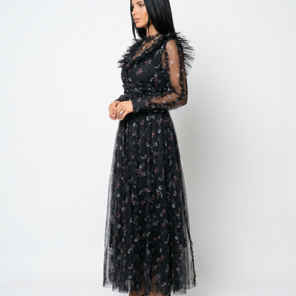 Beryl | Maxi Dress with Floral Print and Ruffle Details