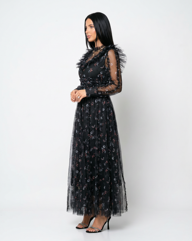 Beryl | Maxi Dress with Floral Print and Ruffle Details