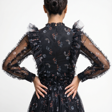 Beryl | Maxi Dress with Floral Print and Ruffle Details