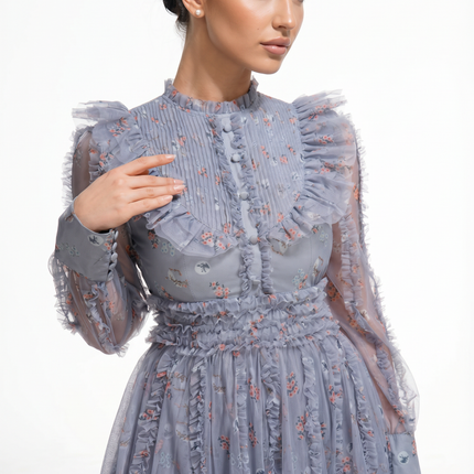 Beryl | Maxi Dress with Floral Print and Ruffle Details