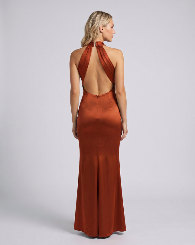 Kaia | Maxi Dress with Crossover Halter Neck and Fishtail Hem