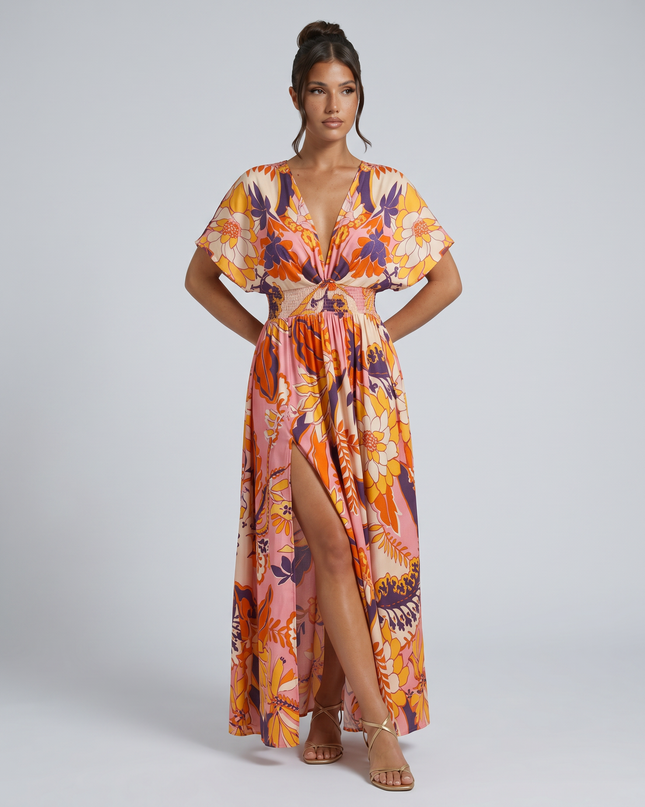 Nola | Maxi Dress with Floral Print and Elastic Waist