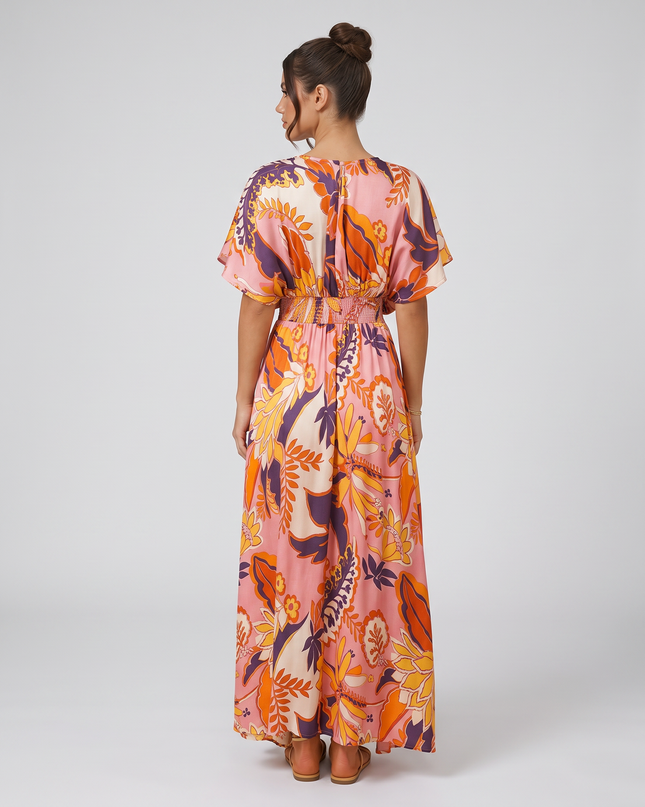Nola | Maxi Dress with Floral Print and Elastic Waist