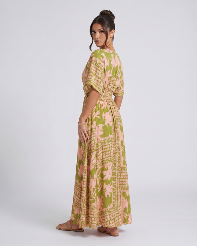 Nola | Maxi Dress with Floral Print and Elastic Waist