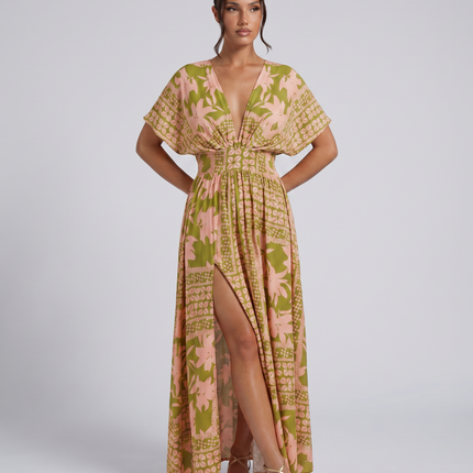 Nola | Maxi Dress with Floral Print and Elastic Waist
