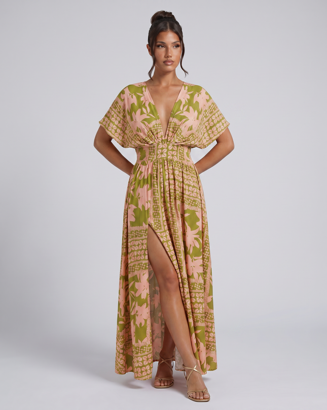 Nola | Maxi Dress with Floral Print and Elastic Waist
