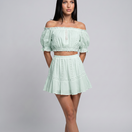 Elba | Two-Piece Mini Dress Set with Off-Shoulder Top
