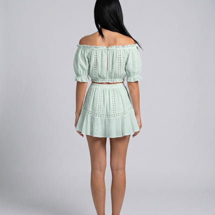 Elba | Two-Piece Mini Dress Set with Off-Shoulder Top