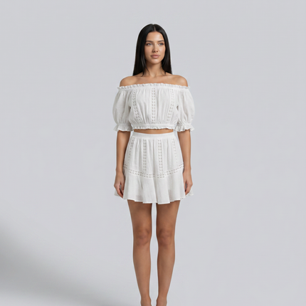 Elba | Two-Piece Mini Dress Set with Off-Shoulder Top